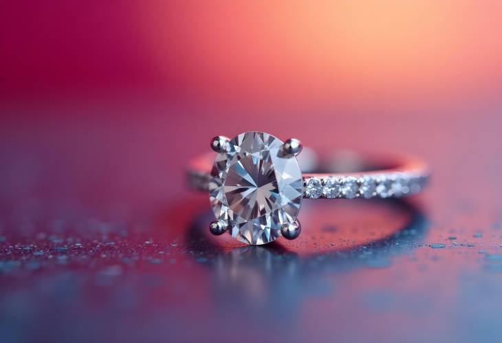 Elegant Diamond Engagement Ring on a Bright Abstract Background